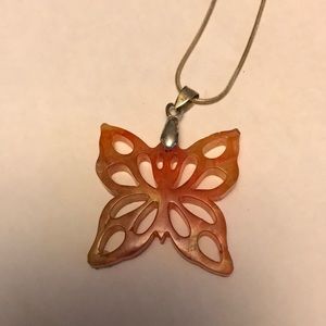 Orange and yellow butterfly necklace
